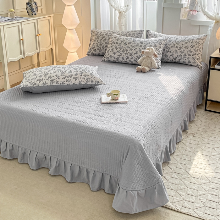 91家纺网 家纺一手货源 找家纺 仟网汇 2026新款针织棉双层纱床盖四件套夏被四件套 雾里看花