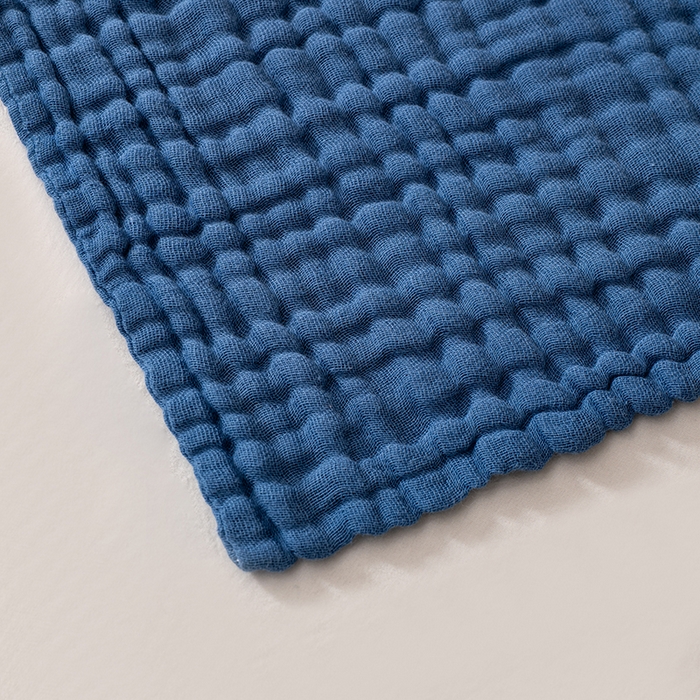 91家纺网 家纺一手货源 找家纺 萌飞 2026新款四层纱素色夏被被子被芯 毛巾被蓝色