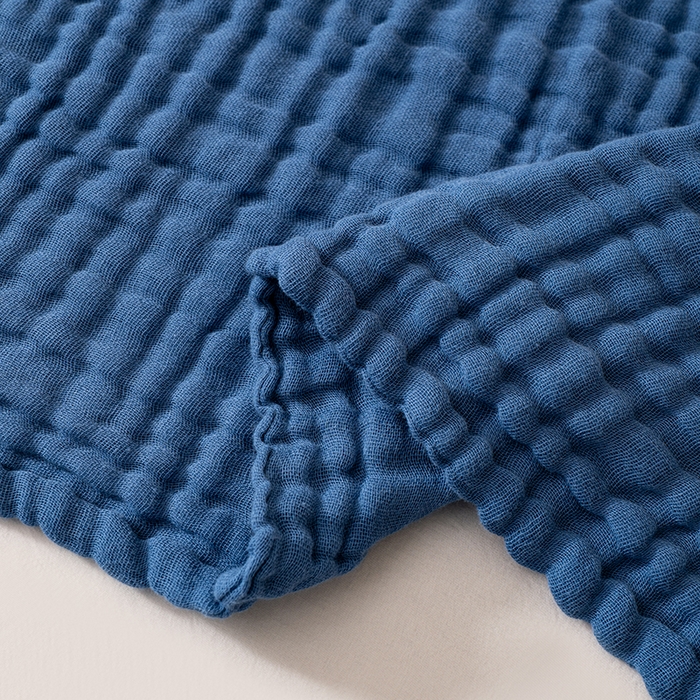 91家纺网 家纺一手货源 找家纺 萌飞 2026新款四层纱素色夏被被子被芯 毛巾被蓝色