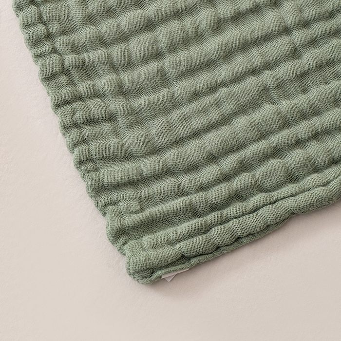 91家纺网 家纺一手货源 找家纺 萌飞 2026新款四层纱素色夏被被子被芯 毛巾被绿色