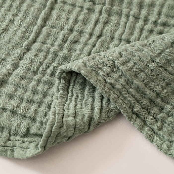 91家纺网 家纺一手货源 找家纺 萌飞 2026新款四层纱素色夏被被子被芯 毛巾被绿色