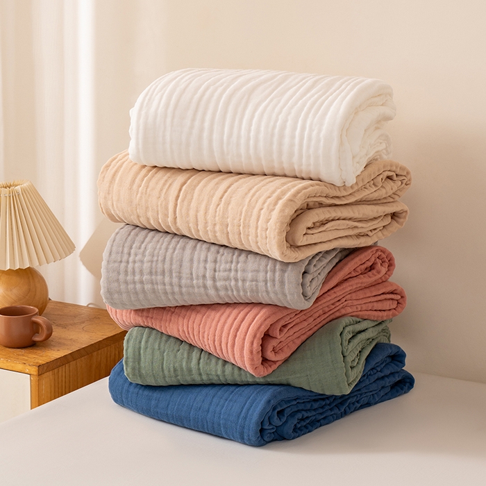 91家纺网 家纺一手货源 找家纺 萌飞 2026新款四层纱素色夏被被子被芯 组合图