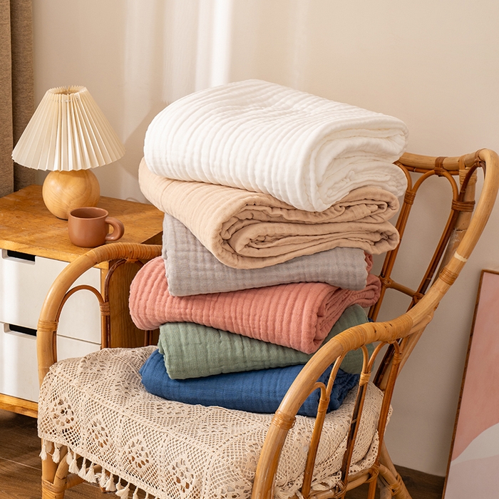 91家纺网 家纺一手货源 找家纺 萌飞 2026新款四层纱素色夏被被子被芯 组合图