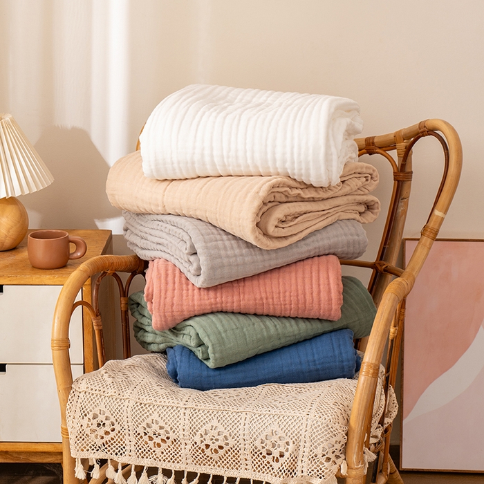 91家纺网 家纺一手货源 找家纺 萌飞 2026新款四层纱素色夏被被子被芯 组合图