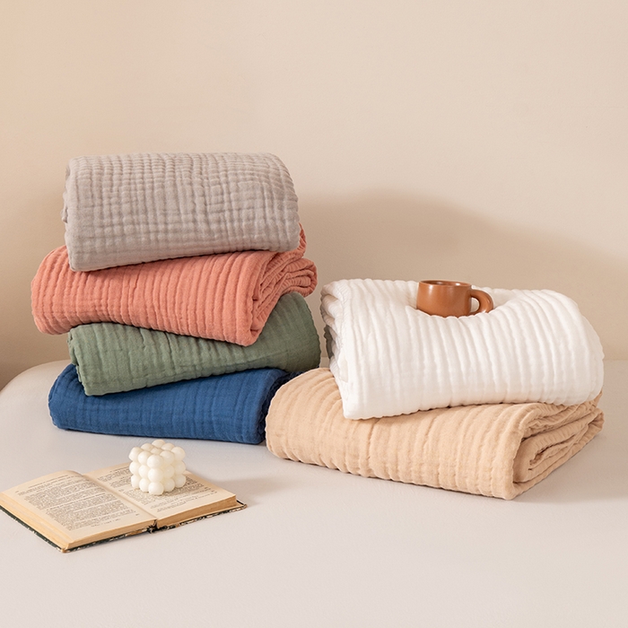 91家纺网 家纺一手货源 找家纺 萌飞 2026新款四层纱素色夏被被子被芯 组合图