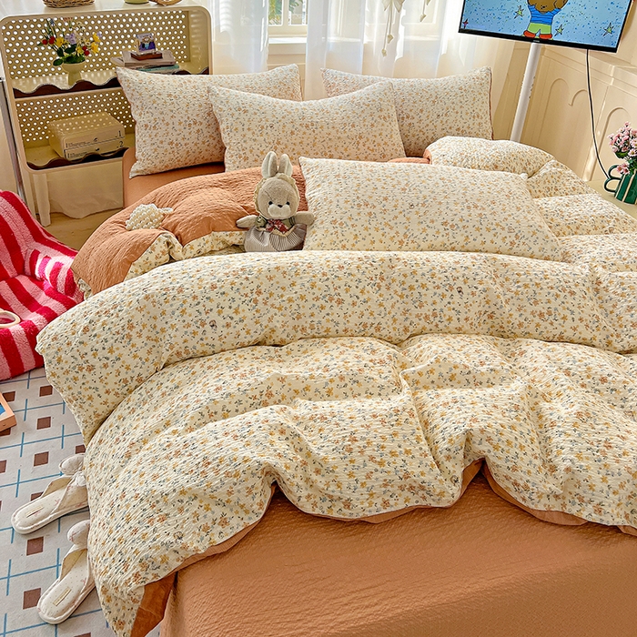 一比一 2026春夏新款泡芙棉泡芙纱印花四件套-简单款 花间赋