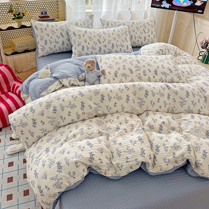 一比一 2026春夏新款泡芙棉泡芙纱印花四件套-简单款 青花集