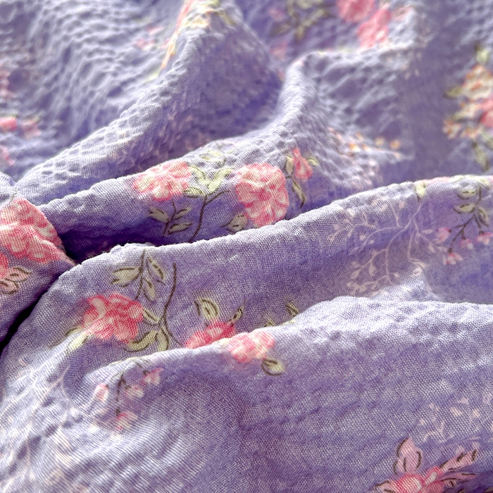 91家纺网 家纺一手货源 找家纺 一比一 2026春夏新款泡芙棉泡芙纱印花四件套-简单款 水云间