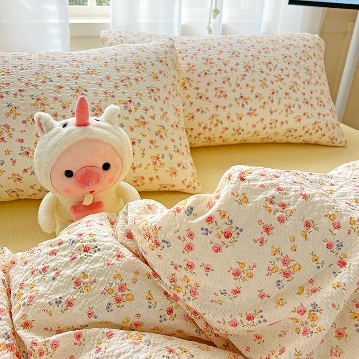 91家纺网 家纺一手货源 找家纺 一比一 2026春夏新款泡芙棉泡芙纱印花四件套-简单款 心愿