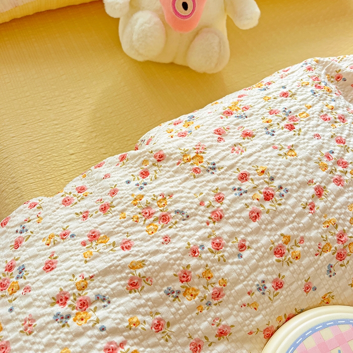 91家纺网 家纺一手货源 找家纺 一比一 2026春夏新款泡芙棉泡芙纱印花四件套-简单款 心愿