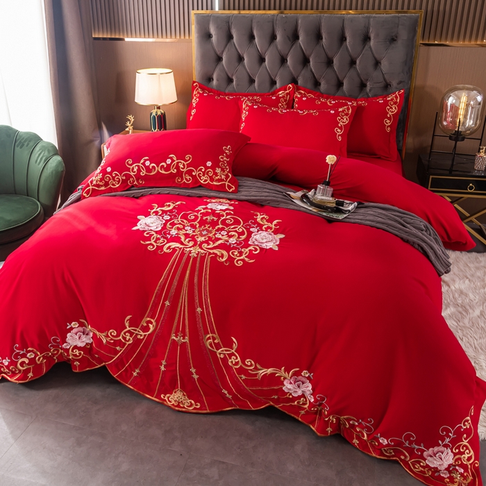 91家纺网 家纺一手货源 找家纺 （总）合欢（原天一阁） 2026新款锦棉斜纹长绒棉刺绣四件套