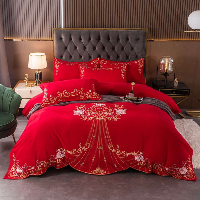 91家纺网 家纺一手货源 找家纺 （总）合欢（原天一阁） 2026新款锦棉斜纹长绒棉刺绣四件套