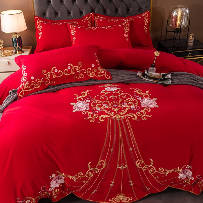 91家纺网 家纺一手货源 找家纺 （总）合欢（原天一阁） 2026新款锦棉斜纹长绒棉刺绣四件套