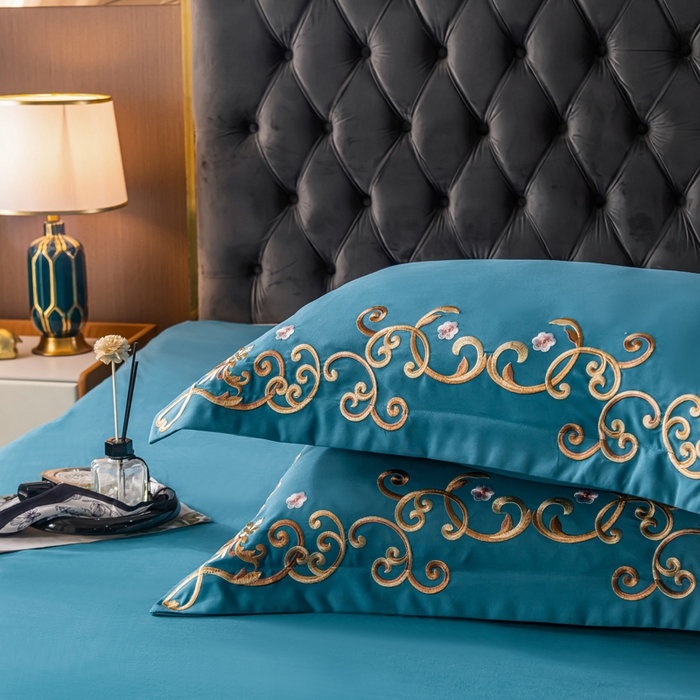 91家纺网 家纺一手货源 找家纺 合欢（原天一阁） 2026新款锦棉斜纹长绒棉刺绣四件套 丽娜-宾利兰