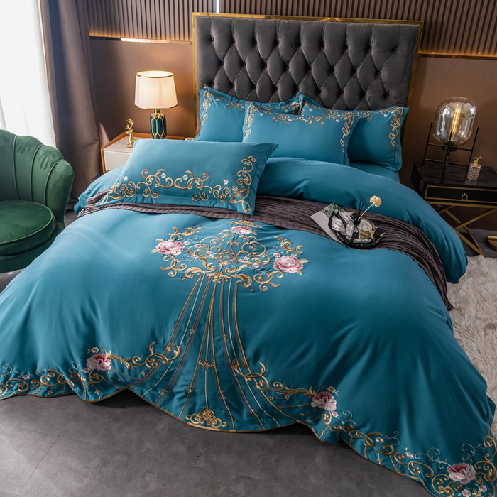 91家纺网 家纺一手货源 找家纺 合欢（原天一阁） 2026新款锦棉斜纹长绒棉刺绣四件套 丽娜-宾利兰