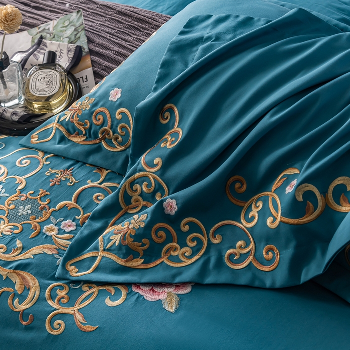 91家纺网 家纺一手货源 找家纺 合欢（原天一阁） 2026新款锦棉斜纹长绒棉刺绣四件套 丽娜-宾利兰