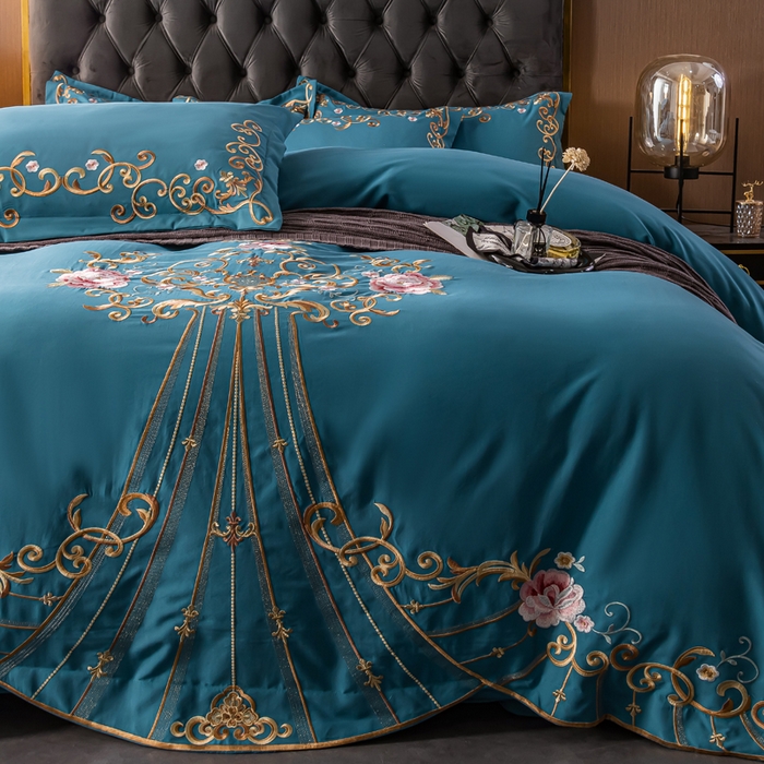 91家纺网 家纺一手货源 找家纺 合欢（原天一阁） 2026新款锦棉斜纹长绒棉刺绣四件套 丽娜-宾利兰