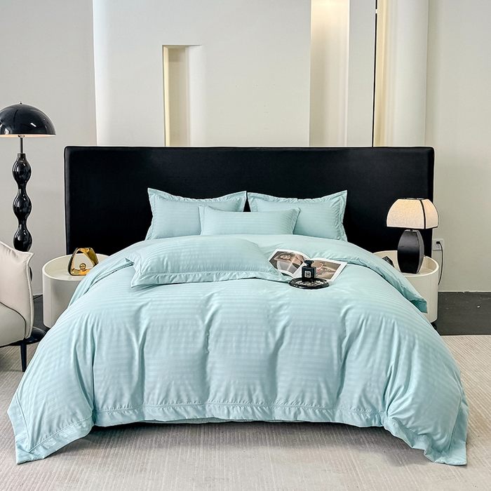 91家纺网 家纺一手货源 找家纺 合欢（原天一阁） 2026新款提花水洗棉糯糯棉四件套 玛卡-湖蓝