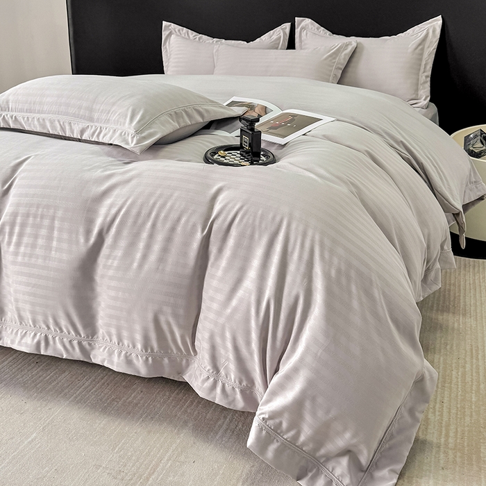 91家纺网 家纺一手货源 找家纺 合欢（原天一阁） 2026新款提花水洗棉糯糯棉四件套 玛卡-灰色