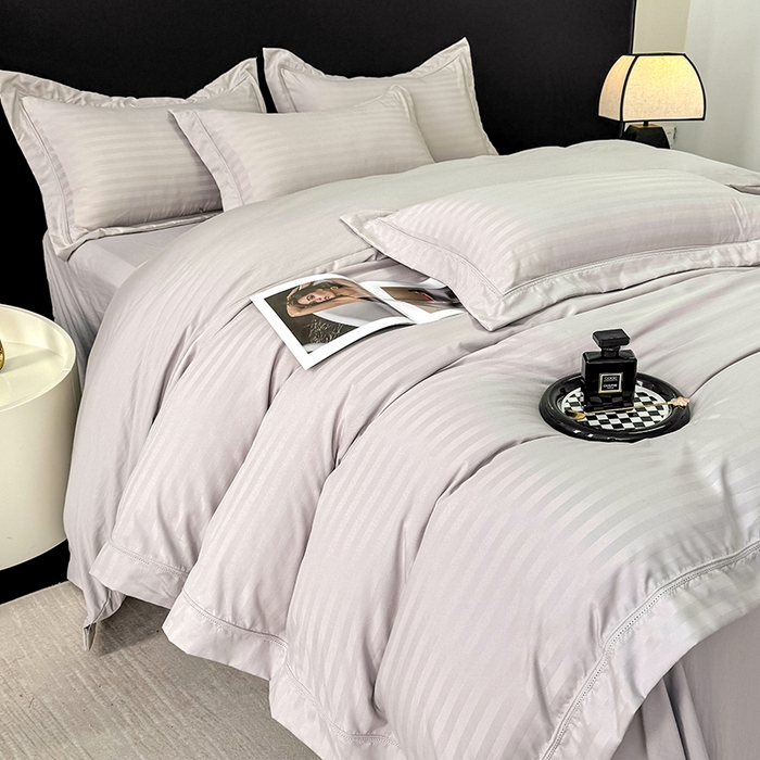 91家纺网 家纺一手货源 找家纺 合欢（原天一阁） 2026新款提花水洗棉糯糯棉四件套 玛卡-灰色