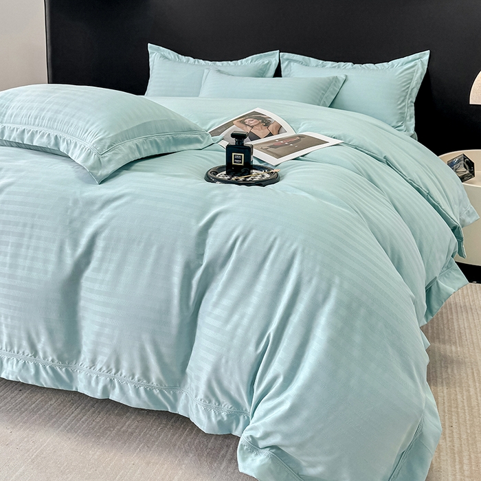 91家纺网 家纺一手货源 找家纺 合欢（原天一阁） 2026新款提花水洗棉糯糯棉四件套 玛卡-湖蓝