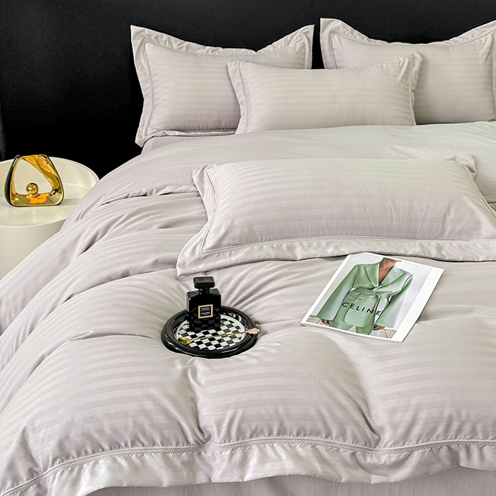 91家纺网 家纺一手货源 找家纺 合欢（原天一阁） 2026新款提花水洗棉糯糯棉四件套 玛卡-灰色