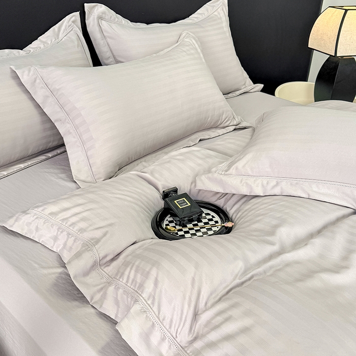 91家纺网 家纺一手货源 找家纺 合欢（原天一阁） 2026新款提花水洗棉糯糯棉四件套 玛卡-灰色