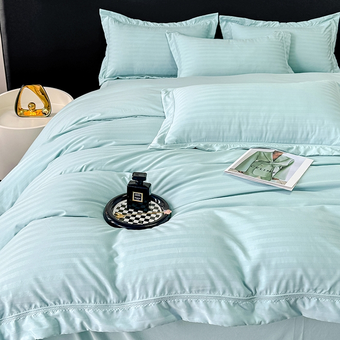 91家纺网 家纺一手货源 找家纺 合欢（原天一阁） 2026新款提花水洗棉糯糯棉四件套 玛卡-湖蓝