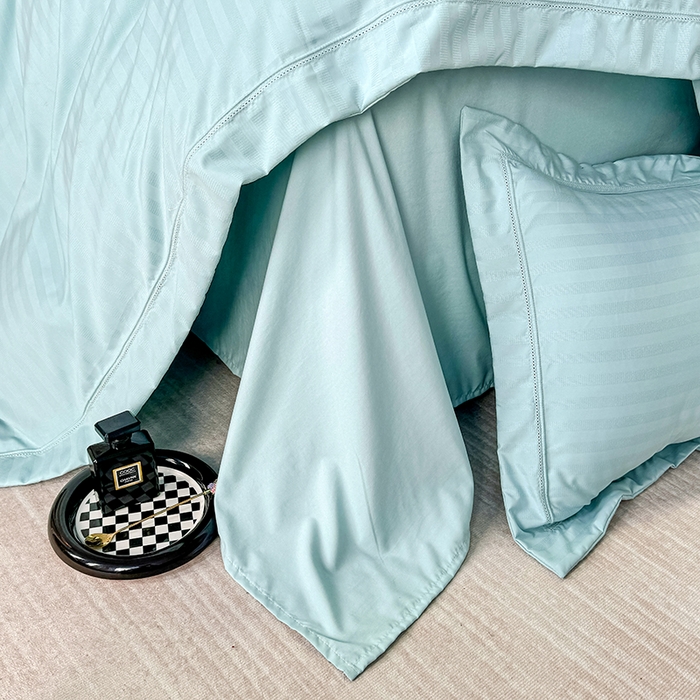 91家纺网 家纺一手货源 找家纺 合欢（原天一阁） 2026新款提花水洗棉糯糯棉四件套 玛卡-湖蓝