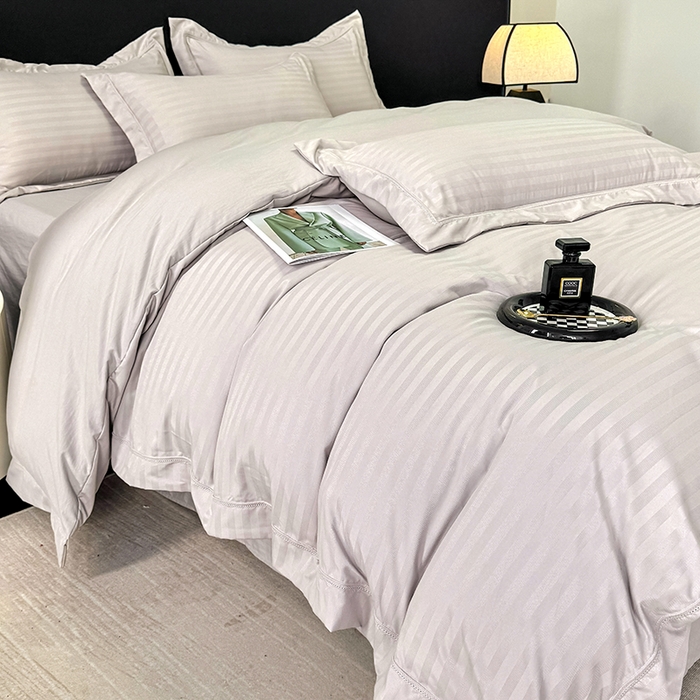 合欢（原天一阁） 2026新款提花水洗棉糯糯棉四件套 玛卡-灰色