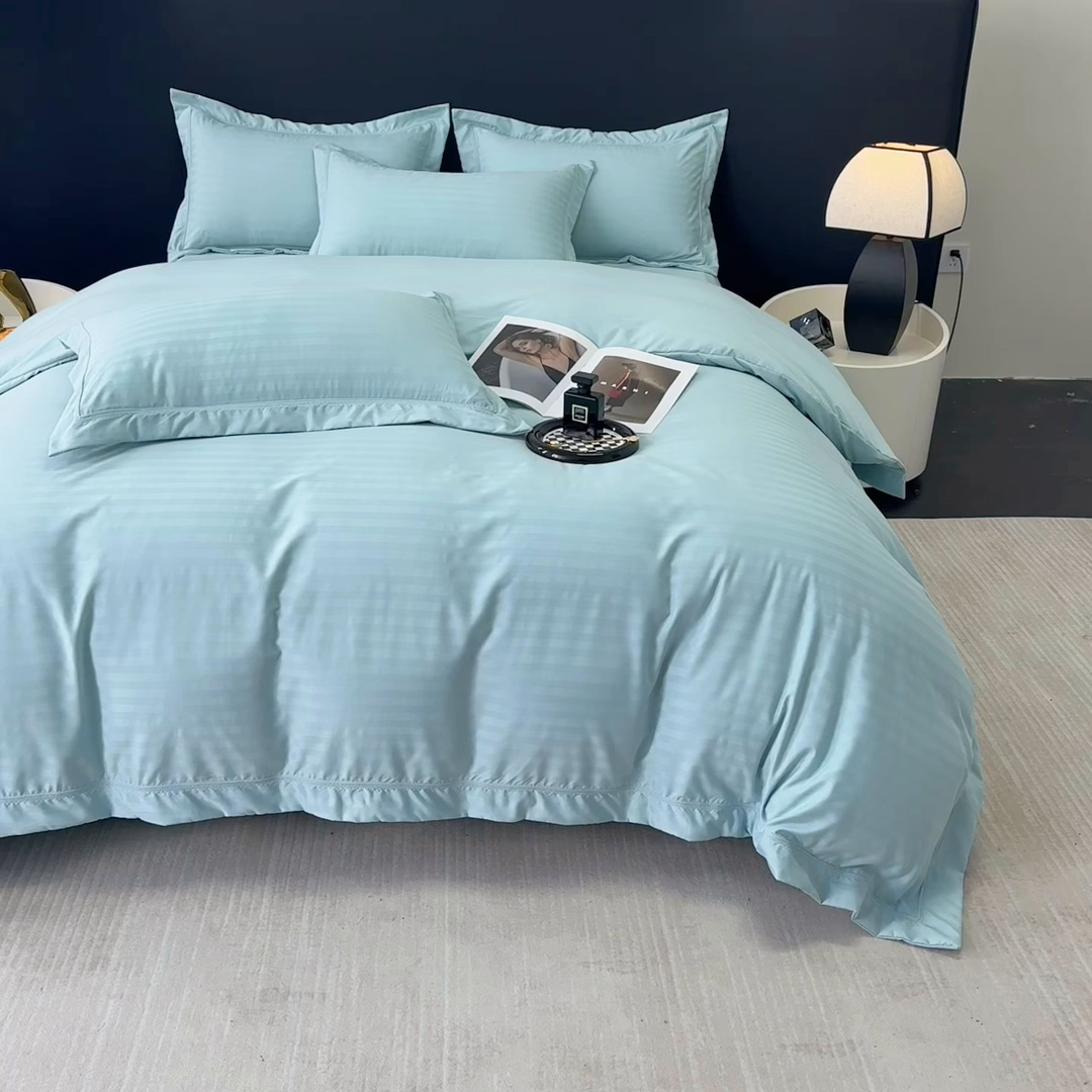 91家纺网 家纺一手货源 找家纺 合欢（原天一阁） 2026新款提花水洗棉糯糯棉四件套 玛卡-湖蓝