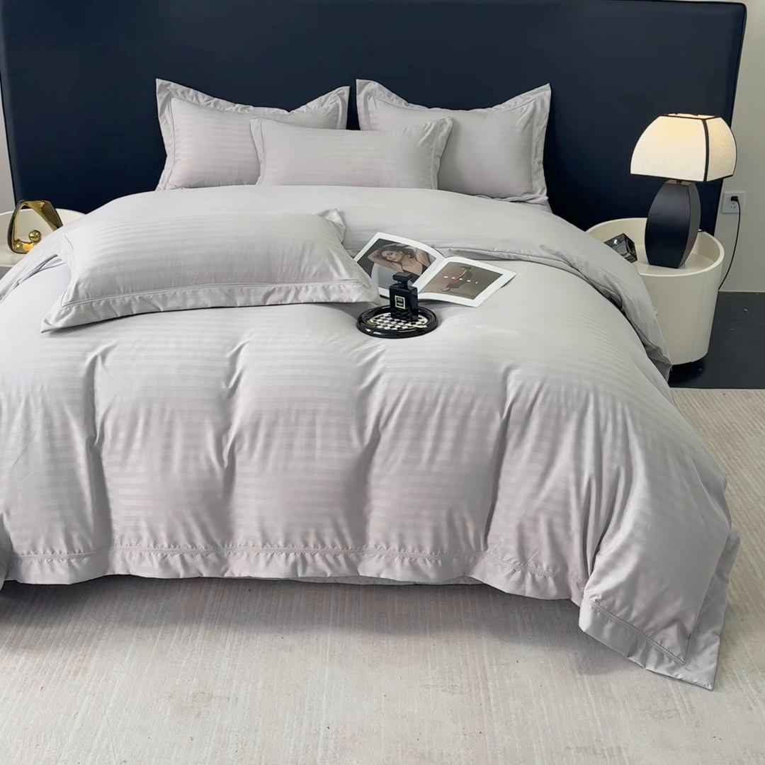 91家纺网 家纺一手货源 找家纺 合欢（原天一阁） 2026新款提花水洗棉糯糯棉四件套 玛卡-灰色