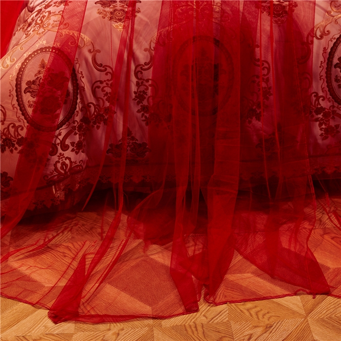 91家纺网 家纺一手货源 找家纺 （总）舞夜盛世 2026新款欧式宫廷圆顶吊顶蚊帐—刺绣款-大红