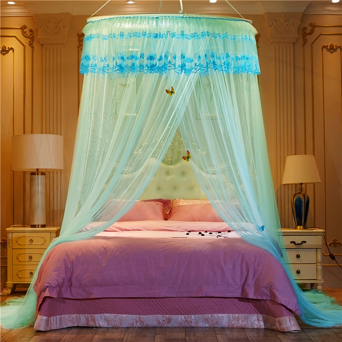 91家纺网 家纺一手货源 找家纺 舞夜盛世 2026新款直径1.2米/吊挂圆顶吊顶落地蚊帐-常年有货-D-2 D2-水绿