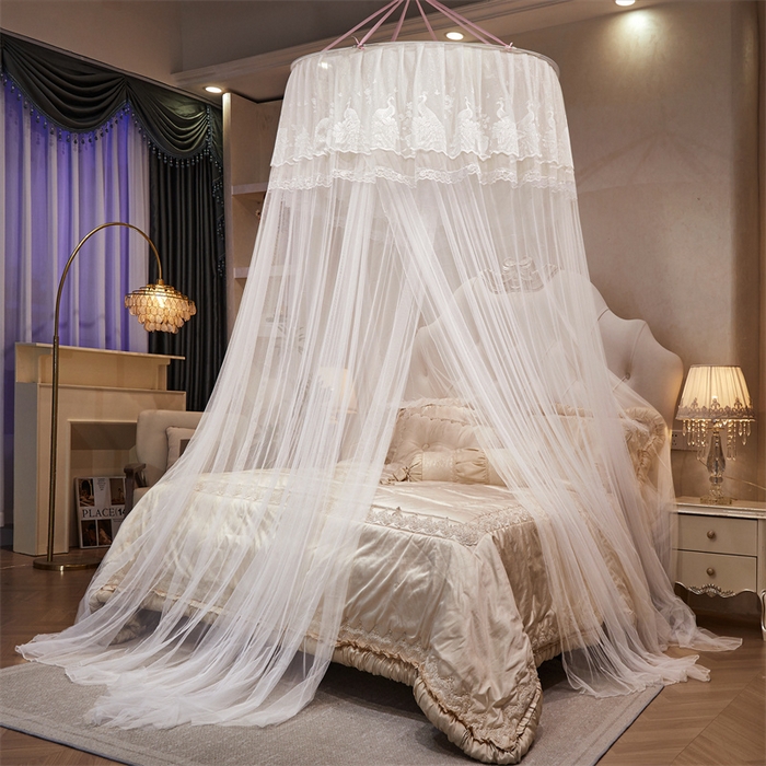 91家纺网 家纺一手货源 找家纺 （总）舞夜盛世 2026新款圆顶吊床款唯美浪漫双层小花边蚊帐