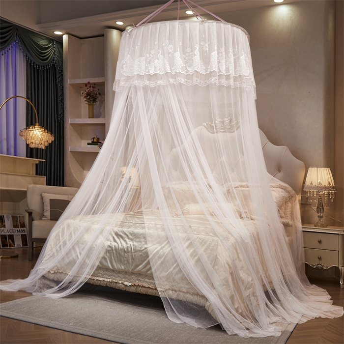 91家纺网 家纺一手货源 找家纺 （总）舞夜盛世 2026新款圆顶吊床款唯美浪漫双层小花边蚊帐