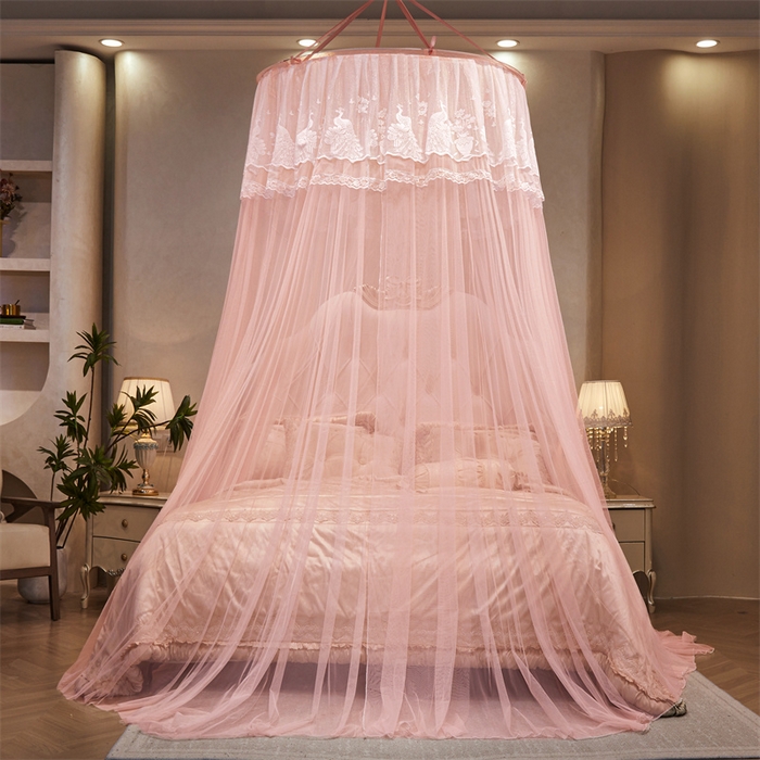 91家纺网 家纺一手货源 找家纺 （总）舞夜盛世 2026新款圆顶吊床款唯美浪漫双层小花边蚊帐