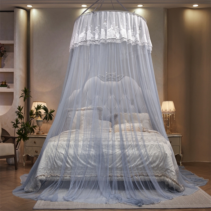 91家纺网 家纺一手货源 找家纺 （总）舞夜盛世 2026新款圆顶吊床款唯美浪漫双层小花边蚊帐