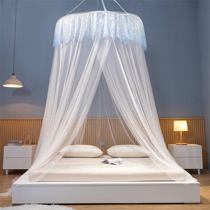 舞夜盛世 2026新款圆顶吊床款唯美浪漫双层小花边蚊帐 盛夏-白色