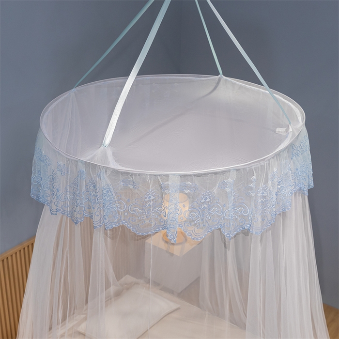 91家纺网 家纺一手货源 找家纺 舞夜盛世 2026新款圆顶吊床款唯美浪漫双层小花边蚊帐 盛夏-白色
