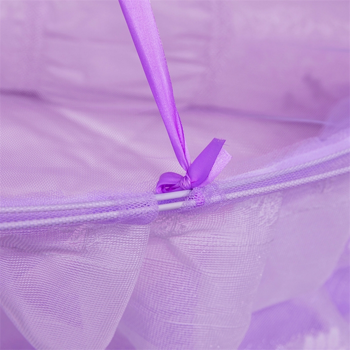 91家纺网 家纺一手货源 找家纺 舞夜盛世 2026新款圆顶吊床款唯美浪漫双层小花边蚊帐 Y-01-紫色