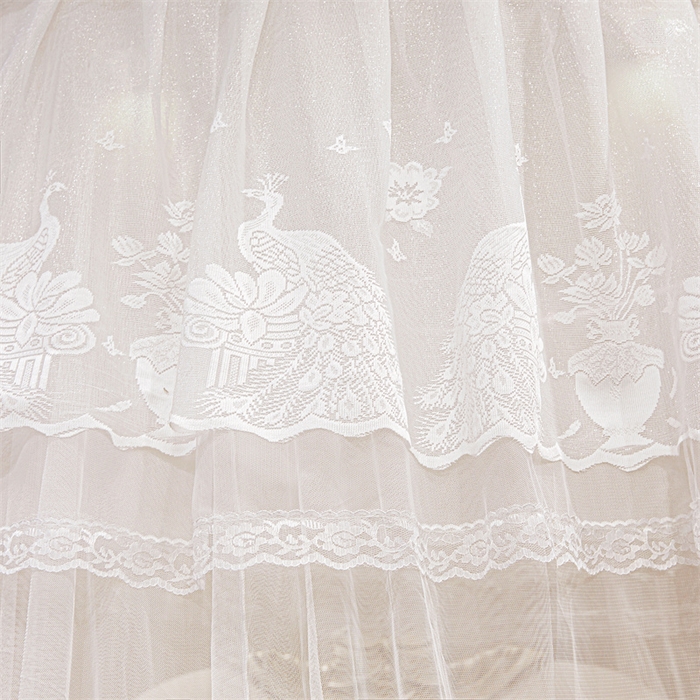 91家纺网 家纺一手货源 找家纺 舞夜盛世 2026新款圆顶吊床款唯美浪漫双层小花边蚊帐 Y-01-白色