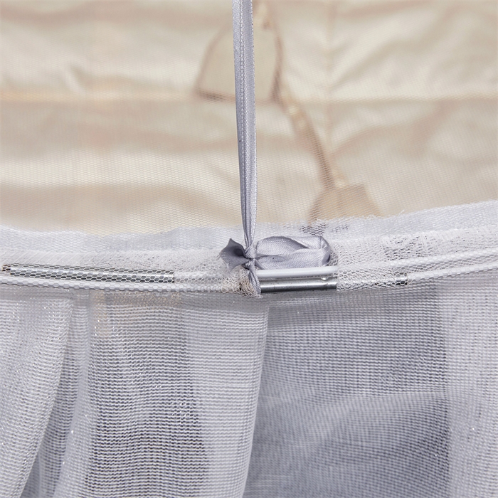 91家纺网 家纺一手货源 找家纺 舞夜盛世 2026新款圆顶吊床款唯美浪漫双层小花边蚊帐 Y-01-灰色