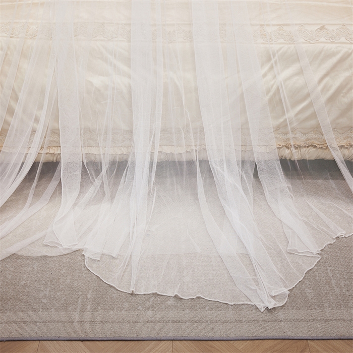 91家纺网 家纺一手货源 找家纺 舞夜盛世 2026新款圆顶吊床款唯美浪漫双层小花边蚊帐 Y-01-白色