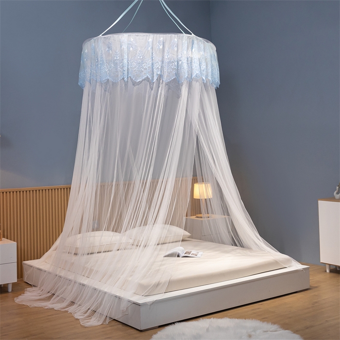 91家纺网 家纺一手货源 找家纺 舞夜盛世 2026新款圆顶吊床款唯美浪漫双层小花边蚊帐 盛夏-白色