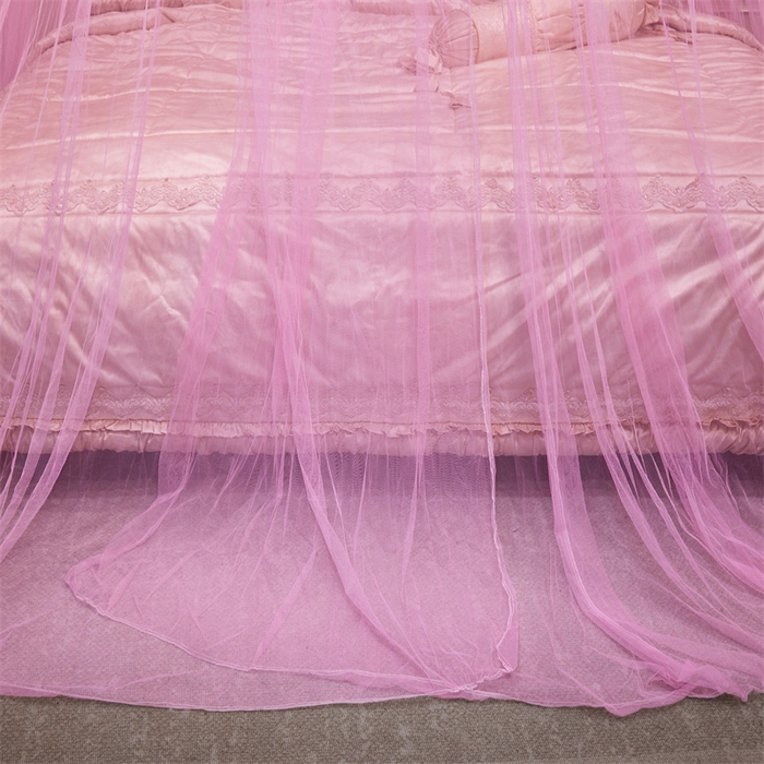 91家纺网 家纺一手货源 找家纺 舞夜盛世 2026新款圆顶吊床款唯美浪漫双层小花边蚊帐 Y-01-粉色