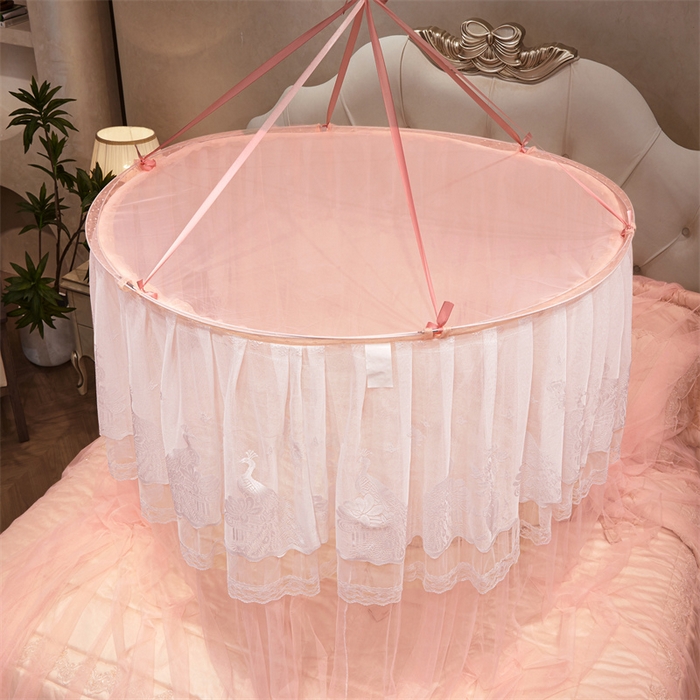 91家纺网 家纺一手货源 找家纺 舞夜盛世 2026新款圆顶吊床款唯美浪漫双层小花边蚊帐 Y-01-玉色