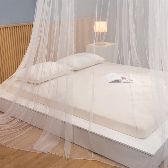 91家纺网 家纺一手货源 找家纺 舞夜盛世 2026新款圆顶吊床款唯美浪漫双层小花边蚊帐 盛夏-白色