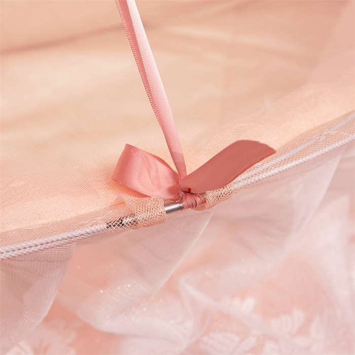 91家纺网 家纺一手货源 找家纺 舞夜盛世 2026新款圆顶吊床款唯美浪漫双层小花边蚊帐 Y-01-玉色