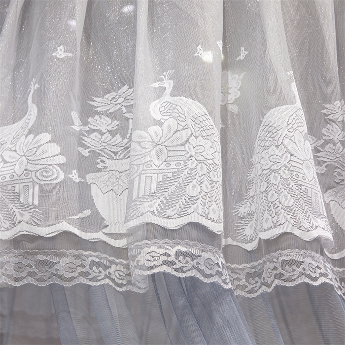 91家纺网 家纺一手货源 找家纺 舞夜盛世 2026新款圆顶吊床款唯美浪漫双层小花边蚊帐 Y-01-灰色